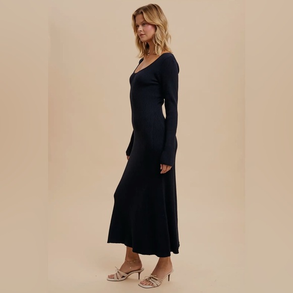 NWT Viscose Blend Knitted Maxi Sweater Dress Black - Picture 4 of 5